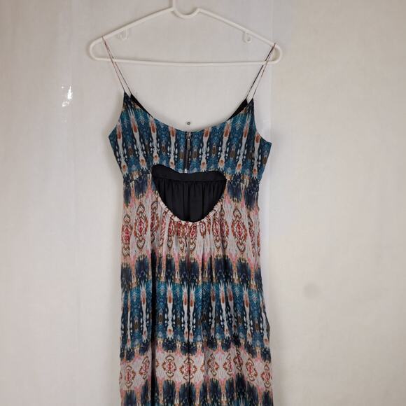 Nicole Miller Artelier blue and red print gauzy artsy maxi dress size 4 Boho - Picture 11 of 14